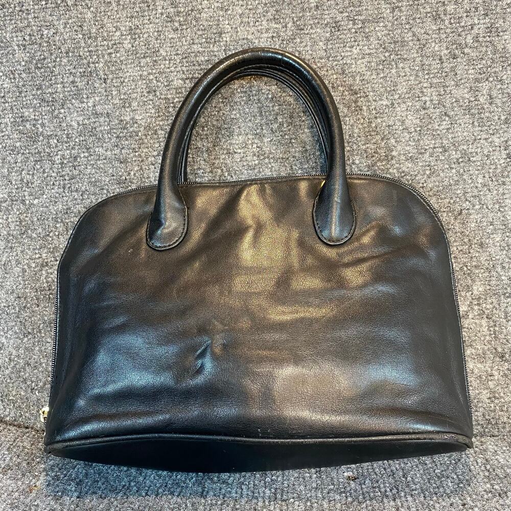 Gianni Bernini Womens Black Leather Top Handle Satchel Super Storage Bag Purse